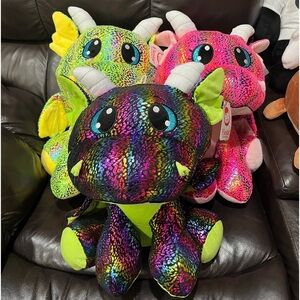 PLUSHIES FIESTA, WHOLE COLLECTION TOTAL OF 3 ITEMS, DRAGONS!